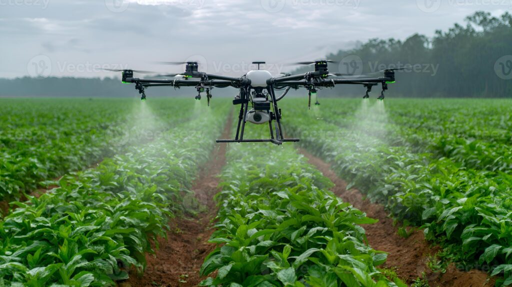 agriculture-drone-spraying-crops-in-a-field-smart-farming-technology-photo